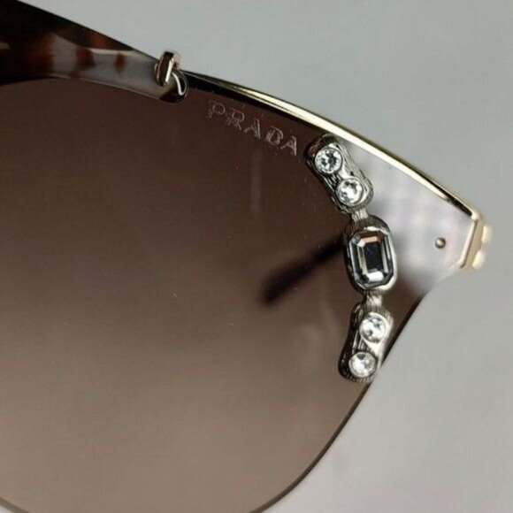 PRADA Sunglasses PR53U Absolute Ornate Jeweled Cat Eye Gold Opal Brown - Picture 6 of 15